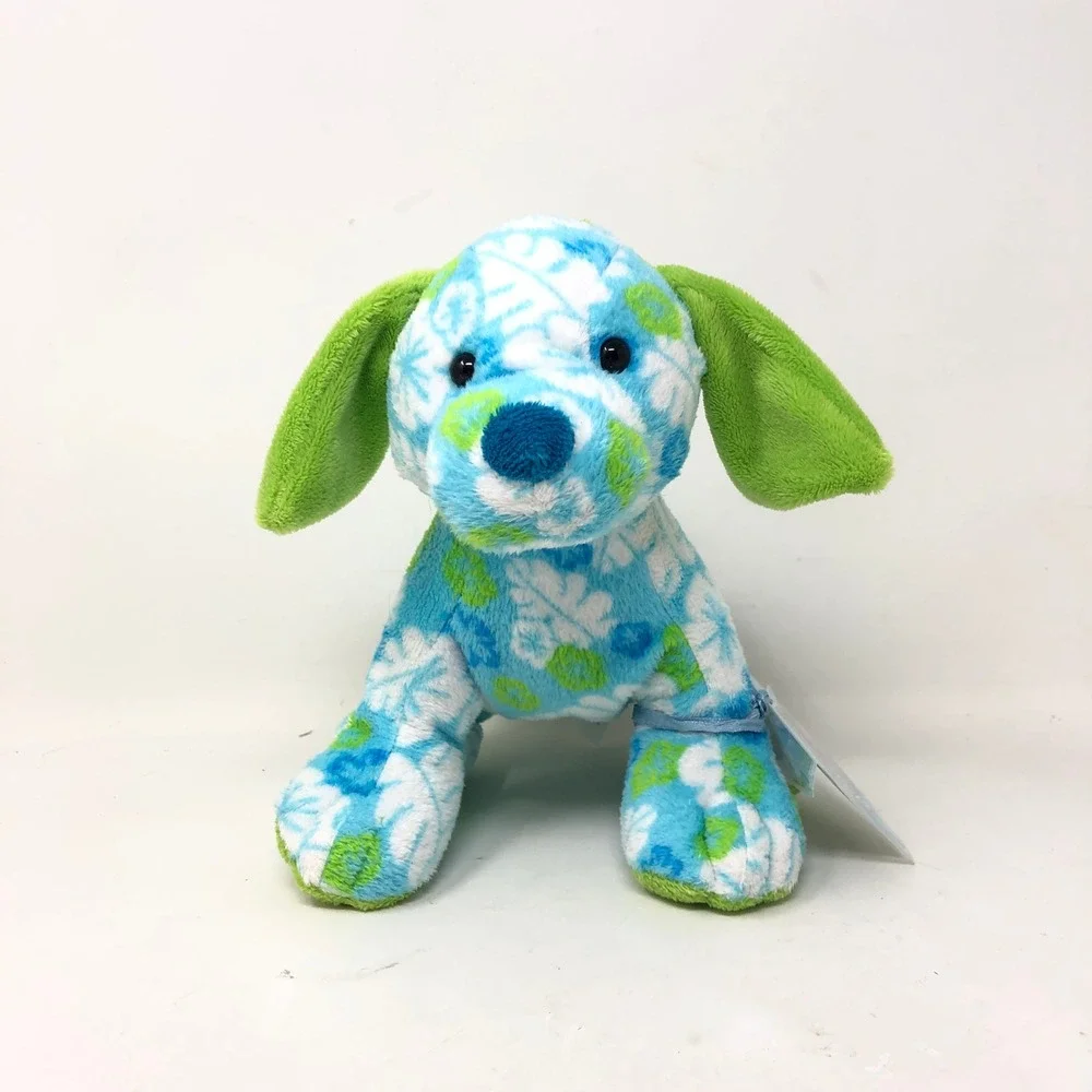 Ganz Webkinz Tropical Island Pup Blue Green Floral Plush HM600‎ NWT Unused CODE